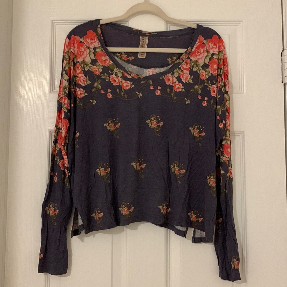 Free People Long Sleeve Floral Top